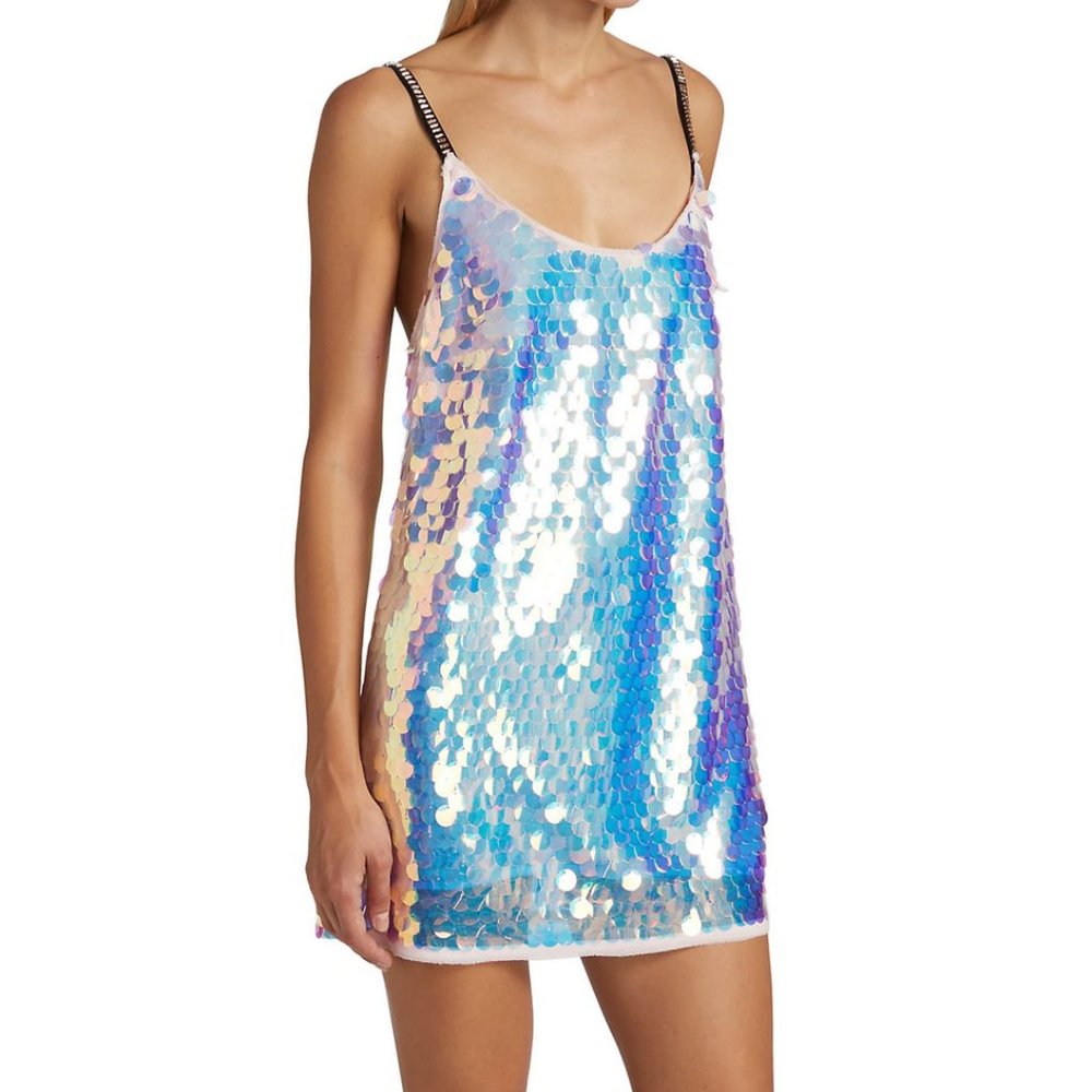 NEW Le Superbe Size 2 Women's Free Drinks Iridescent Mini Dress - Pink Champagne